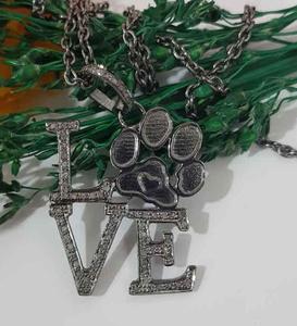 Paw Love - Colgante Vintage de Plata de Ley 925 con Baño de Rodio Negro y Diamantes Naturales en Pavé, Tamaño 30x25MM, para Boda y Compromiso - Product Image 4