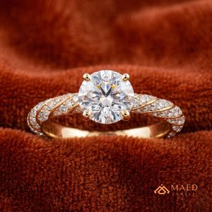 Bague de luxe en moissanite taille ronde pour femme, bijou de fiançailles doré, cadeau USA - Product Image 5