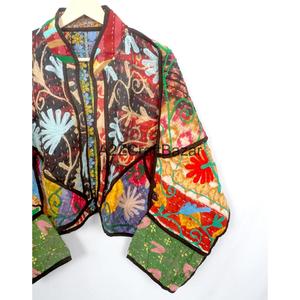 Vintage Indian Kantha Handmade Quilted 100% Cotton <b>Jacket</b> for Women-Eco-Friendly Breathable Winter Ready From Rajasthan - Product Image 3
