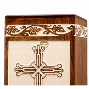 Urnes funéraires chrétiennes artisanales et urne funéraire en bois naturel, boîte à cendres artistique, souvenir commémoratif par AYAANS - Product Image 5