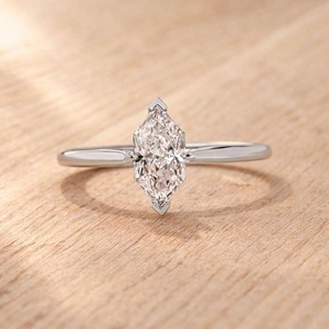 1ct Dutch Marquise Cut Lab Grown Diamond Vintage 10K 14K 18K Solid Gold Color E Clarity VVS Diamond Engagement Single <b>Thin</b> Band - Product Image 2