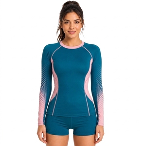 Women's <b>Long</b> <b>Sleeve</b> Rash Guard Thermal Shirt Fleece Lined Athletic Base Layer <b>Top</b> RashGuard - Product Image 1