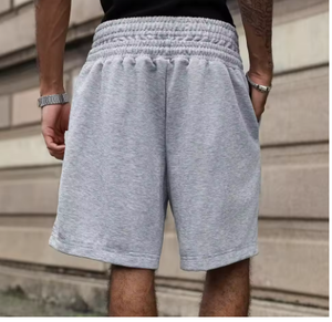 Pantalones Cortos Bermuda de Algodón Gris para Hombre, Cintura con Cordón, Bolsillos, Estilo Casual, Talle Medio, Tejido de Punto, Diseño Transpirable - Product Image 2