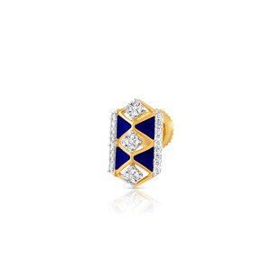 Golden <b>Blue</b> Enamel Geometric Diamond <b>Stud</b> <b>Earrings</b> - Product Image 3