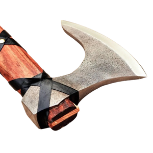Wholesale Low Price Custom Handmade Rocking style high carbon steel Viking <b>axe</b> with wood <b>handle</b> & Handmade leather sheath - Product Image 3