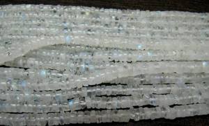 Cuentas de Piedra Lunar Arcoíris Natural Blanca de Alta Calidad, Forma de Neumático, 3-5mm, 13 Pulgadas de Largo, 2 Hilos, Joya Destacada - Product Image 3