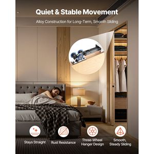 Kit de Riel para Puerta Corredera de 68.74 Pulgadas con Herrajes de Cierre Suave y Mecanismo de Deslizamiento Silencioso para Puertas Correderas - Product Image 4