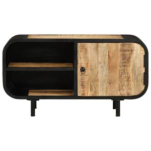 Mueble para TV Negro con Madera de Mango Natural Rústica y Soportes para TV de Hierro Mediano - Product Image 2
