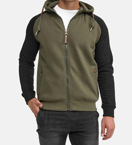 Veste zippée à capuche pour homme, grande taille, en polaire 100 % polyester, style streetwear, manches raglan, motif lettres, haute qualité, sur mesure - Product Image 4