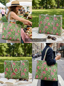 Sac fourre-tout matelassé en coton Jaipur - Imprimé animal, grande capacité, avec fermeture éclair, idéal pour la plage, les voyages et les courses - Product Image 2