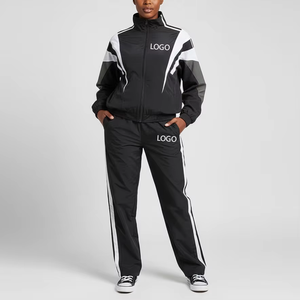 Ensemble coupe-vent oversize de haute qualité pour femme, deux pièces : veste zippée intégrale et pantalon de survêtement, tenue décontractée pour l'extérieur, protection contre la pluie - Product Image 1