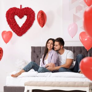 Ghirlanda a Forma di Cuore per San Valentino da 13 Pollici, Ghirlanda di Rose Rosse Artificiali in Schiuma per Porta d'Ingresso, Finestra, Parete, Casa, Matrimonio, Festa - Product Image 6