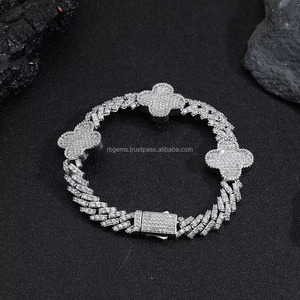 Luxury Gold Plated VVS Moissanite Diamond Jewelry <b>Bracelet</b> IGI Certified EF Quality Brilliant Cut Cuban Chain Fine Jewelry - Product Image 3