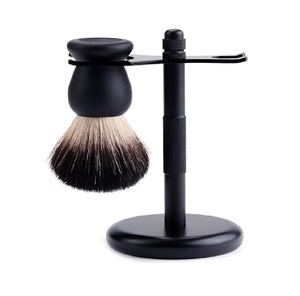 Maclura Black Metal Shaving Brush Stand with Adjustable <b>Clamp</b> and Circular Base - Product Image 3