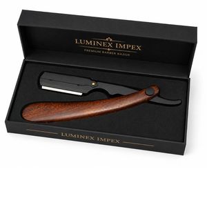 Hair <b>Cutter</b> Metal Single <b>Edge</b> Blade Straight Carbon Steel Safety Razor with Rubber Handle Right-Handed for Hair Thinning - Product Image 4