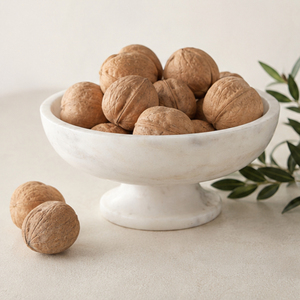 Bol sur piédestal en marbre blanc naturel de luxe, bol à fruits sur pied, bol décoratif moderne en pierre pour comptoir de cuisine - Product Image 4