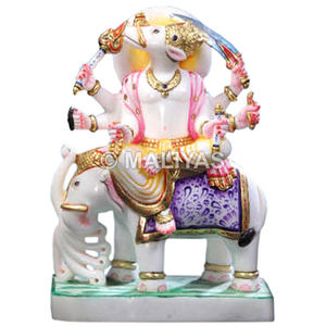 Murti de Mármol Manibhadra Veer |   Estatua de Mármol Manibhadra Veer Hecha a Mano para el Hogar y Templos Jain - Product Image 1