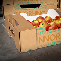 Boîte en carton ondulé personnalisée pour fruits, légumes et farine avec laminage mat, gaufrage et revêtement UV |   Marque privée