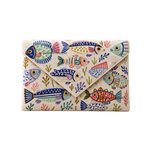 Bolso de mano con cuentas hecho a mano, con diseño de velero y palmera, escena playera tropical, estilo bohemio, personalizable, para ropa de resort - Product Image 2