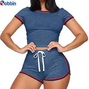 Conjuntos de Verano para Mujer, Conjuntos Deportivos Cortos de Moda, Los Mejores Conjuntos de Verano para Mujer, 2 Piezas, Camiseta Corta de Algodón con Pantalones Cortos - Product Image 2