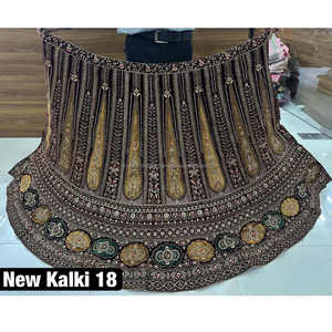 Lourd Jarkan brodé velours Lehenga Rajwadi Style 11000 tissu Long 1.2M Choli 2.5M Dupatta 3.5M Flair pour les fêtes d'hiver - Product Image 1