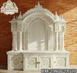 Luxury Marble Look Teak Wood Pooja <b>Mandir</b> Traditional/Modern Style Pooja unit For Home Buy Teak Wood Temple With Deep Carving - Product Image 3