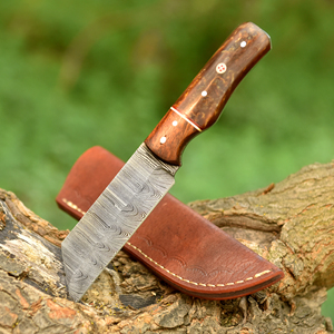Cuchillo Seax de Acero de Damasco Forjado a Mano Estilo Nórdico con Funda, Hoja de 8 Pulgadas de Espiga Completa, Mango de Resina de Palisandro, Estilo Vikingo, Cuchillo de Caza Reverse Tanto, ODM - Product Image 1