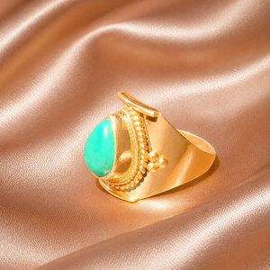 Natural Tibetan Turquoise 925 Sterling Silver <b>Statement</b> <b>Ring</b> Handmade Boho Vintage <b>Statement</b> Women Jewelry Gift Christmas Gift - Product Image 3