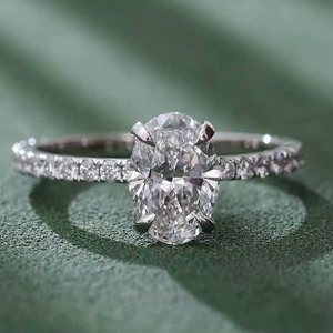 Anillo de Compromiso Ovalado de Oro Blanco Sólido de 14k/18k con Diamante Cultivado en Laboratorio con Certificación GIA IGI CVD HPHT - Product Image 2