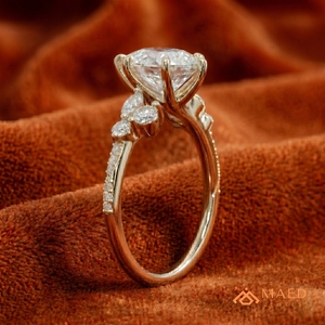 Anillo de Moissanita con Corte de Pera, Anillo de Joyería Fina de Oro para Mujer, con Piedras Laterales, Regalo de Compromiso, Joyería de Moda, Aspecto Elegante y Clásico - Product Image 2