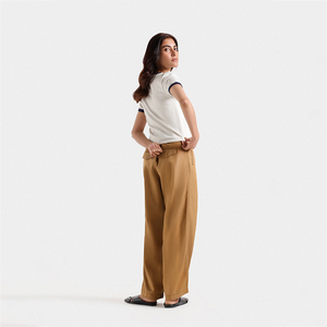 Pantalon décontracté pour femme de haute qualité, coupe droite, taille haute, respirant, écologique, coupe bootcut, en polaire, imperméable, idéal pour l'été – Vente en gros - Product Image 3