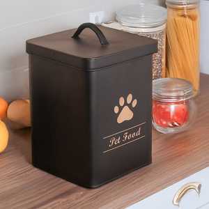 Nouveauté : Contenant de stockage pour aliments pour animaux de compagnie, en métal, hermétique, rectangulaire, capacité 10-20L, design minimaliste pour la cuisine - Product Image 4