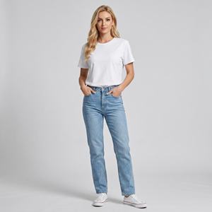 T-shirt basique en coton pour femmes, col rond, manches courtes, jersey léger, décontracté, pour un usage quotidien, t-shirts pour femmes - Product Image 2