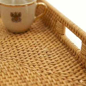 Bandeja de Servicio Rectangular de Mimbre y Ratán Hecha a Mano, Diseño Moderno para Hogar, Hotel y Restaurante, Precio al por Mayor OEM/ODM - Product Image 5