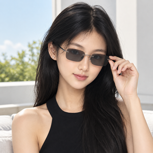 Lunettes anti-lumière bleue, monture carrée sans bordure en titane, verres en résine Lutein UV420 pour la lecture et le quotidien - Product Image 6