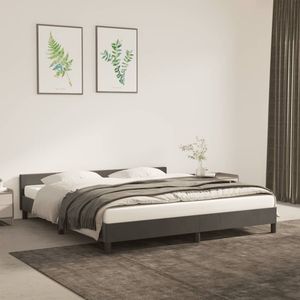 California <b>King</b> Velvet Upholstered <b>Bed</b> Frame Without <b>Mattress</b> Dark Gray - Product Image 1