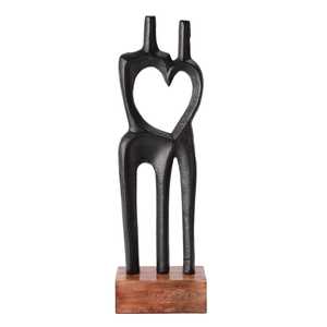 Abstract Wooden Base Sculpture <b>Figure</b> Shape Heart Design Modern Artistic Handmade Tabletop Decor for Living Room Valentine's - Product Image 4