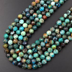 ลูกปัดคริสโซคอลล่าอะซูไรต์ทรงกลมเหลี่ยมเพชรพลอยธรรมชาติสีฟ้าเขียว สำหรับทำเครื่องประดับ DIY - Product Image 4