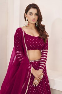 Ensemble Lehenga Choli pour femmes en georgette, dentelle et sequins, longueur au sol, tenue de mariage ethnique - Product Image 3