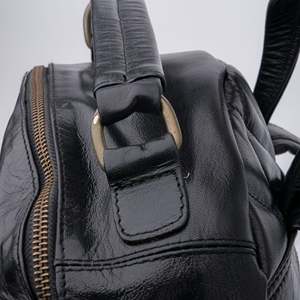 Black Genuine Leather Quilted Daypack with Adjustable Shoulder <b>Straps</b> and Zipper Closure Unisex <b>Backpack</b> for Leisure Activities - Product Image 5
