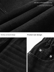 Shorts en jean délavé pour homme, taille haute, style décontracté, couleur unie, avec braguette boutonnée, en coton, dernière collection - Product Image 5
