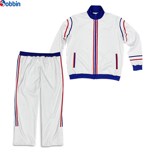 Customized Hot Selling Custom Sportswear Polyester <b>Mens</b> Stripes <b>Jackets</b> & Pants <b>White</b> Training Set Unisex Tracksuit Autumn Wear - Product Image 2