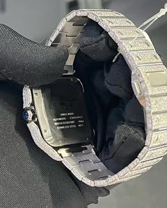 Reloj Mecánico Cuadrado Totalmente Adornado con Diamantes, Esfera con Diseño de Pantera, Fondo MOP, Grosor de Caja de 8 mm, Estilo Vintage de Lujo Hip Hop - Product Image 4