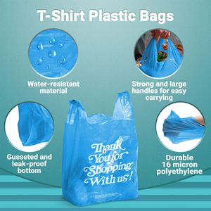 ถุงเสื้อยืดพิมพ์ลายคำขอบคุณสำหรับงานขายปลีกถุงผ้าโพลีทนทานสำหรับงานขายปลีกขนาด12x6x22หนา16ไมครอนสีฟ้าแพ็ค700 - Product Image 6