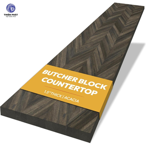 Planche de découpe en bois d'acacia massif Thien Phat Chevron, 25x96 pouces, épaisseur personnalisable de 1,25 à 1,5 pouces, écologique - Product Image 1