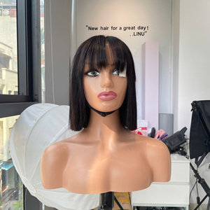 <b>Bob</b> <b>Wig</b> Natural Color with Bang Bone Straight Vietnamese Human Hair High Quality Super Double Drawn Wholesale Price - Product Image 6