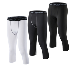 Pantalones de compresión para baloncesto para hombre con rodilleras de panal, anticolisión, para correr, deporte, fitness, entrenamiento, leggings 3/4 - Product Image 5