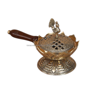 Vente en gros de brûleur d'encens à loban à charbon de bois durable en laiton écologique manche en bois pour culte aromatique usage domestique économique - Product Image 1