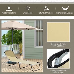 Sedia a Sdraio Pieghevole da Esterno in Robusto Tessuto Oxford, Reclinabile a 5 Livelli, per Campeggio, Prendisole, Patio o Giardino - Product Image 6
