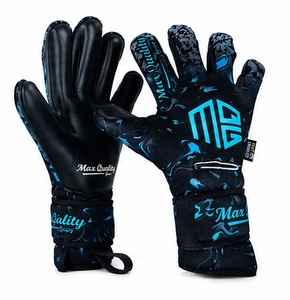 Gants de gardien de but en cuir MAX QUALITY GEAR, pour le football en extérieur, à doigts entiers, respirants, séchage rapide, fermeture auto-agrippante - Product Image 2